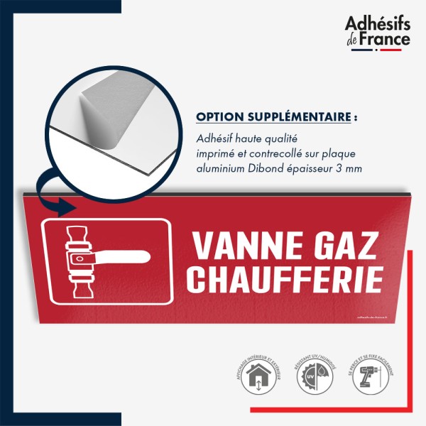 Plaque signalétique de sécurité incendie - Vanne gaz chaufferie
