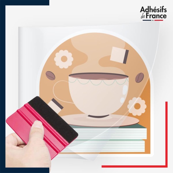 stickers sous film transfert café sur livres