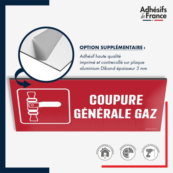 Plaque signalétique de sécurité incendie - Coupure générale gaz