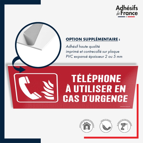 Panneau de signalisation de sécurité incendie - Téléphone à utiliser en cas d'urgence