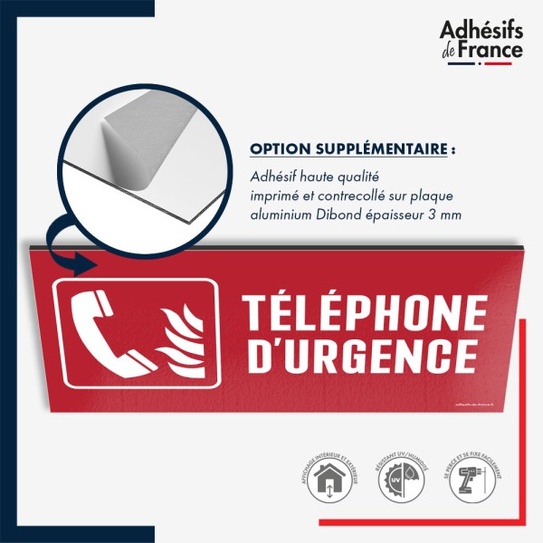 Plaque signalétique de sécurité incendie - Téléphone d'urgence