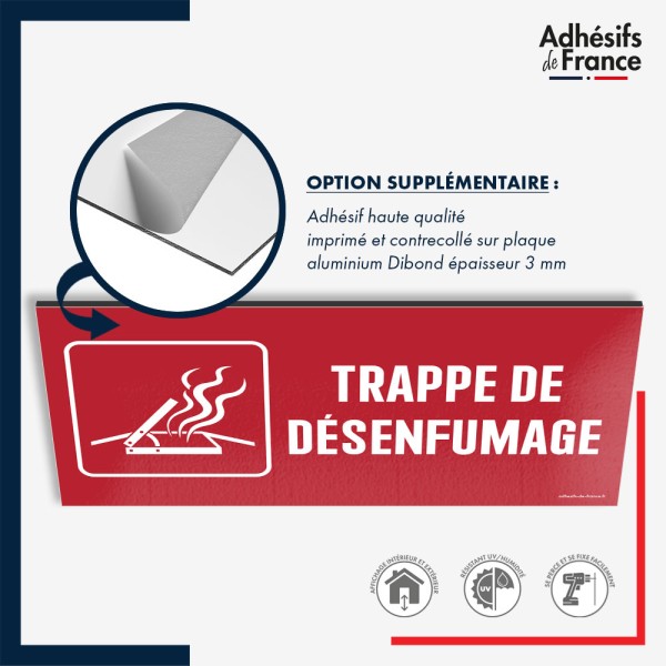 Plaque signalétique de sécurité incendie - Trappe de désenfumage