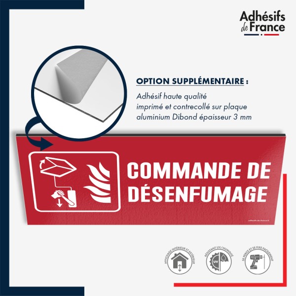 Plaque signalétique de sécurité incendie - Commande de désenfumage