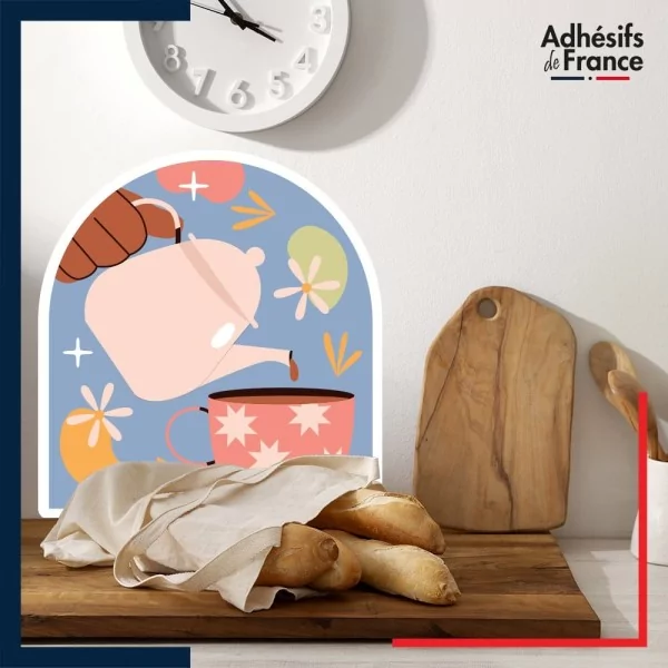 Décor mural adhésif théière et tasse  de thé