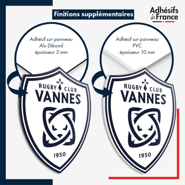 sticker sur plaque aluminium dibond ou panneau PVC logo rugby - RC Vannes