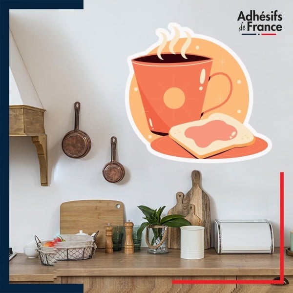 Décor mural adhésif tasse de café et toast