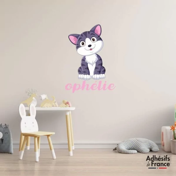 Sticker chat avec prénom personnalisable