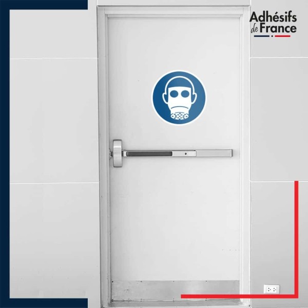 sticker autocollant norme iso 7010 obligation de porter un masque à gaz