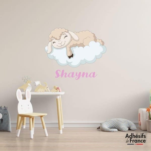 Sticker mouton nuage avec prénom personnalisable