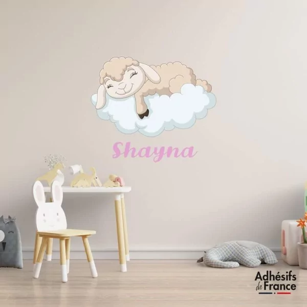 Sticker mouton nuage avec prénom personnalisable