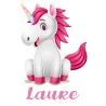 Sticker licorne rose avec prénom personnalisable