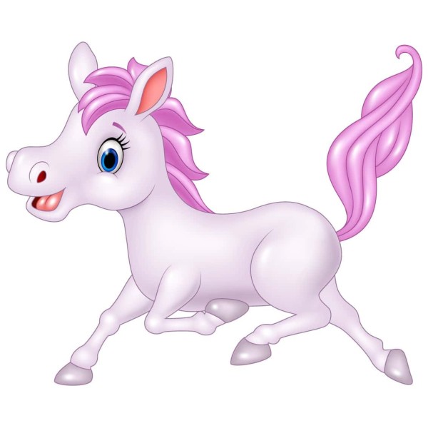 Sticker cheval rose et violet qui court