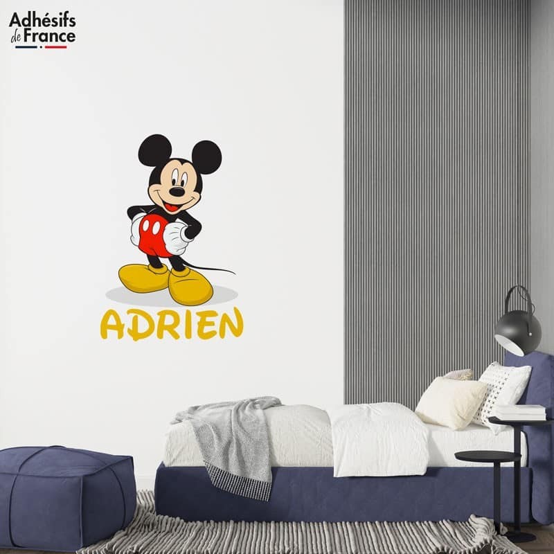 Sticker Mural Bébé Mickey Avec Prénom Personnalisable - Neuf - Fabriqué En France
