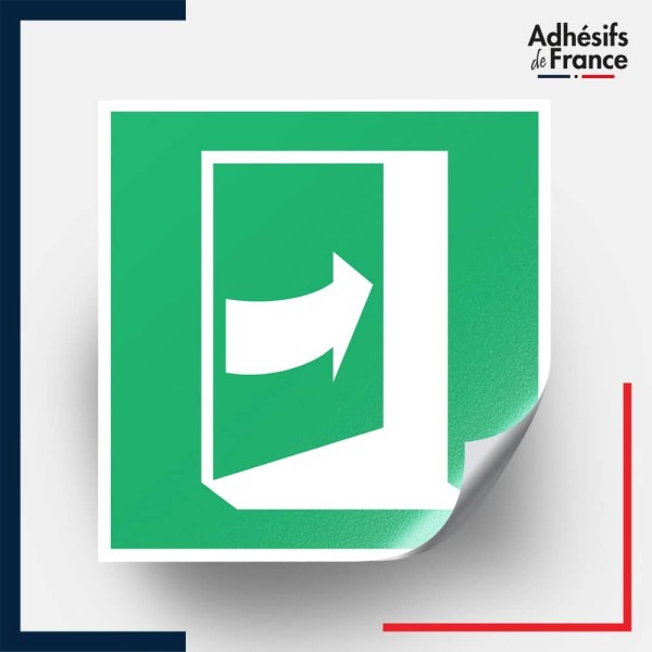 étiquettes adhésives norme iso 7010  ouvrir la porte en poussant sur la droite
