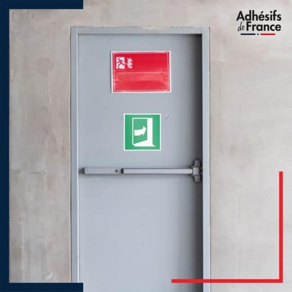 adhésif norme iso 7010 ouvrir la porte en poussant sur la droite