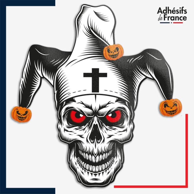 Autocollants Tête De Mort Florale Halloween - Stickers Abattant Toilette Et Décoration Salle De Bain