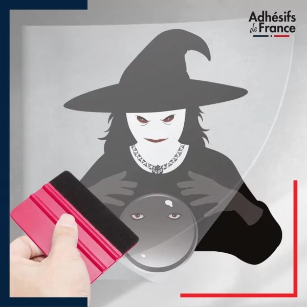 Adhésif Halloween sous film transfert Sorcière boule de cristal