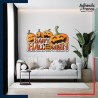 Autocollant ambiance Halloween Happy Halloween et citrouilles amusantes