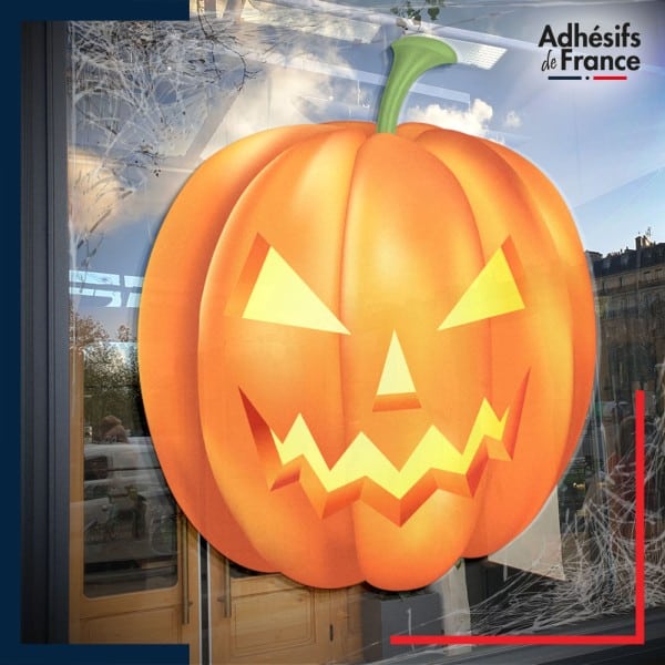 Sticker sur vitre Halloween Citrouille classique d'Halloween