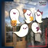 Sticker sur vitre Halloween Set de 5 fantômes amusants