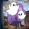 Sticker sur vitre Halloween Fantômes rigolos dans un cimetière