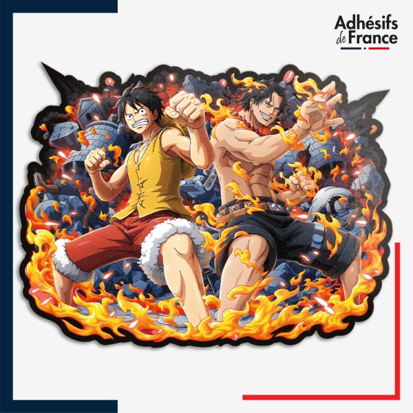 Sticker One Piece - Monkey D. Luffy et Portgas D. Ace