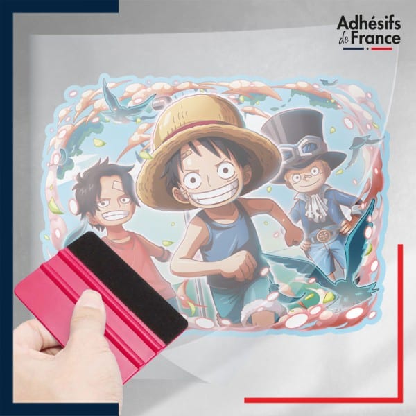 stickers sous film transfert One Piece - Luffy, Ace et Sabo enfants