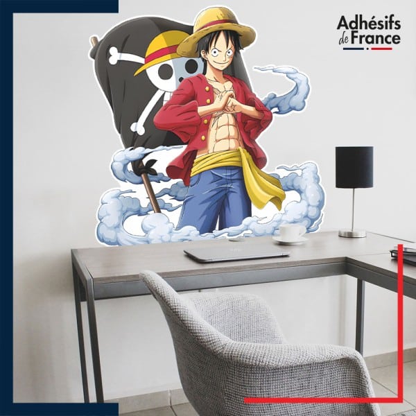 Adhésif grand format One Piece - Luffy Capitaine des Mugiwara