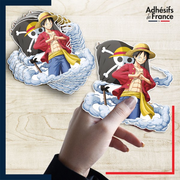 autocollant petit format One Piece - Luffy Capitaine des Mugiwara