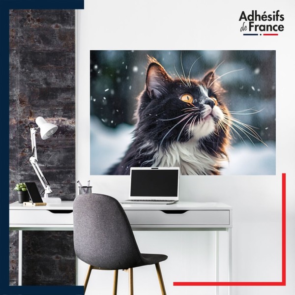 sticker murale décor animaux Chat sous flocons de neige