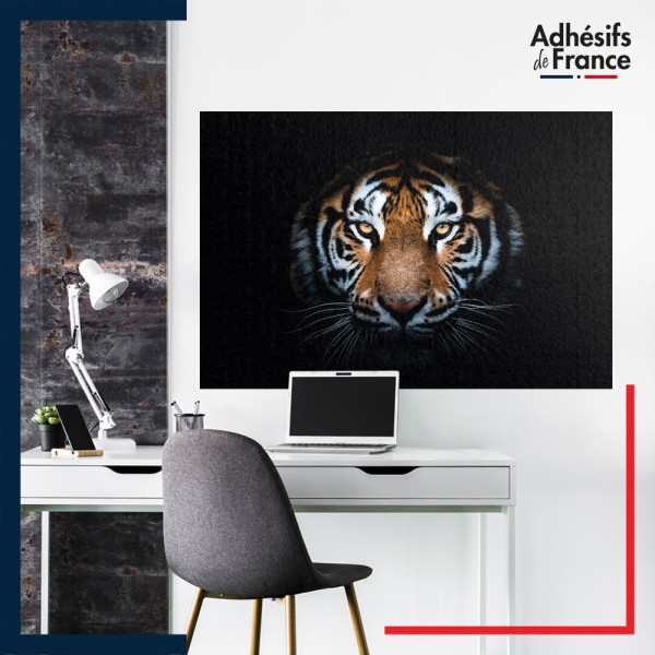 sticker murale décor animaux Tigre sur fond noir