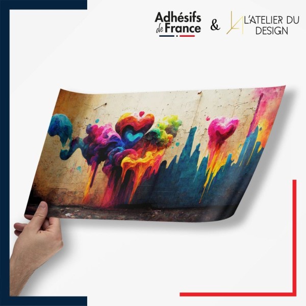 Adhésif Street Art - Cœurs colorés