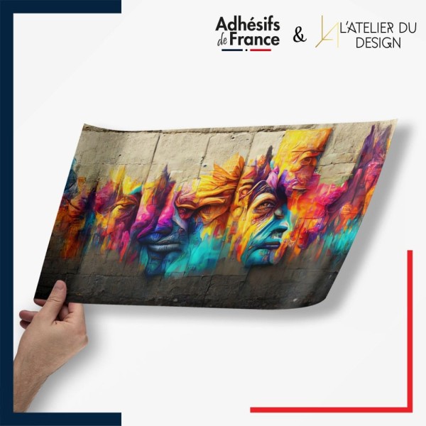 Adhésif Street Art - Visages colorés