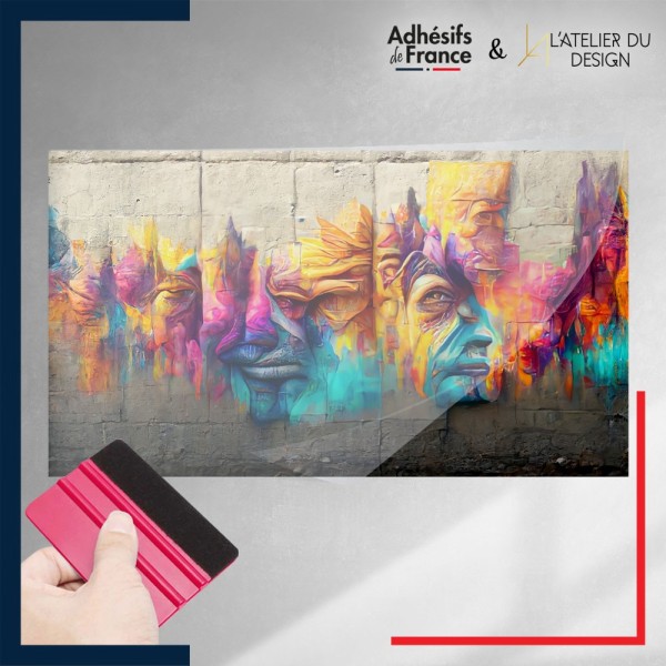 adhésif autocollant sous film Street Art - Visages colorés