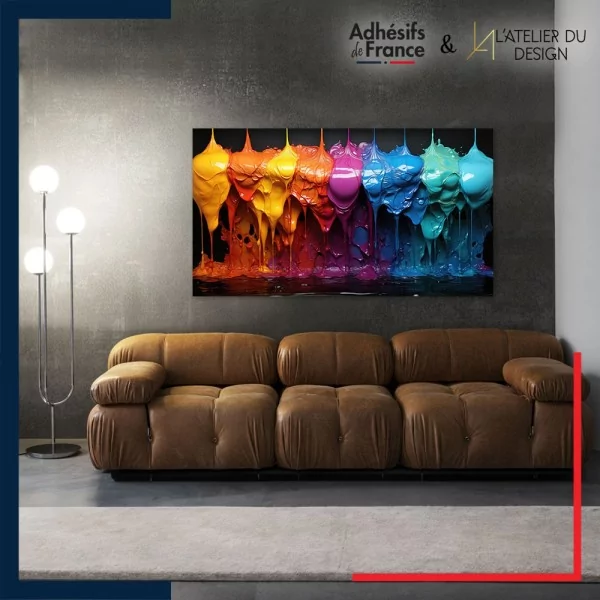 Tableau aluminium sur mur décor Art - Peintures liquides colorés