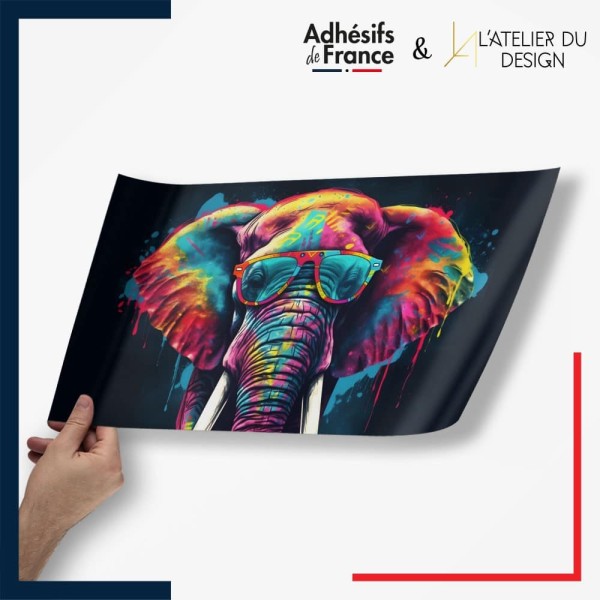 Adhésif Pop Art - Elephant à lunettes