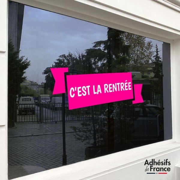 Sticker c'est la rentrée Banderole rose