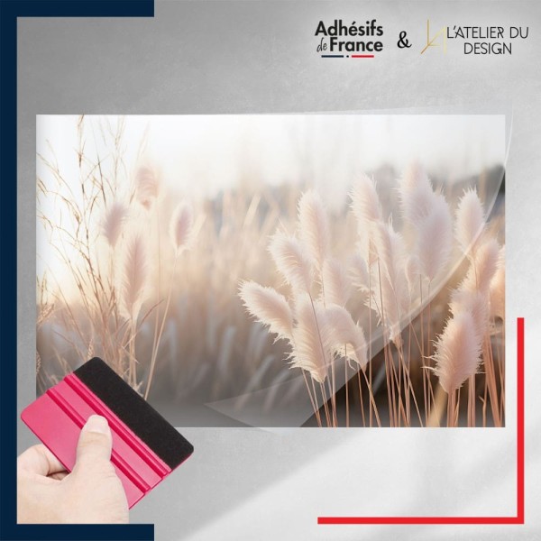 adhésif autocollant sous film Nature - Fleurs de pampa rosés