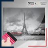 adhésif autocollant sous film Noir et Blanc - Tour Eiffel et voiture rouge