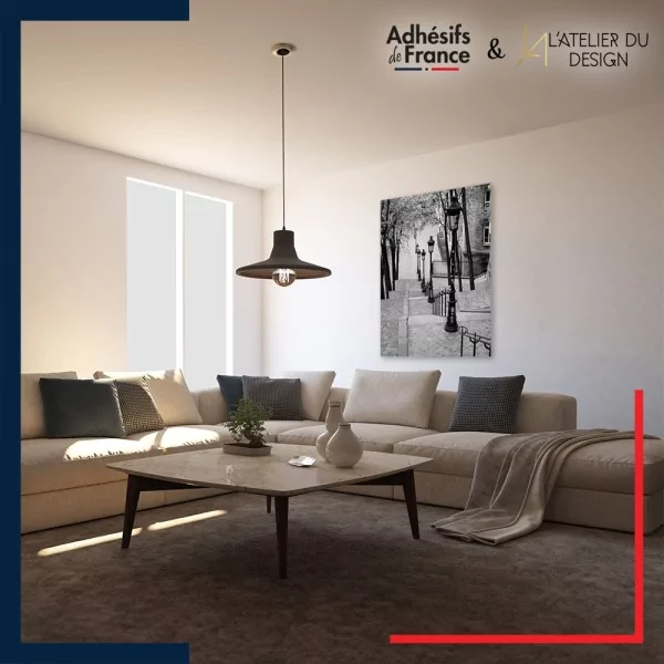 Tableau aluminium sur mur décor Noir et Blanc - Rue de Paris