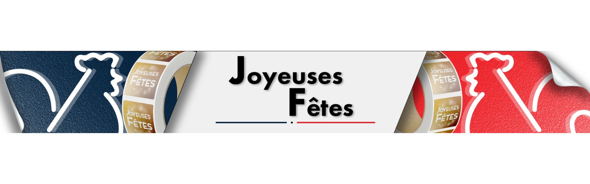 Rouleaux d'étiquettes joyeuses fêtes