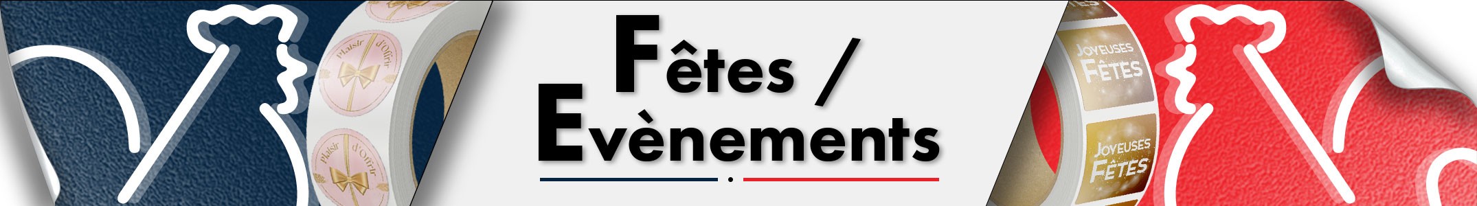Rouleaux d'étiquettes fêtes et évènements