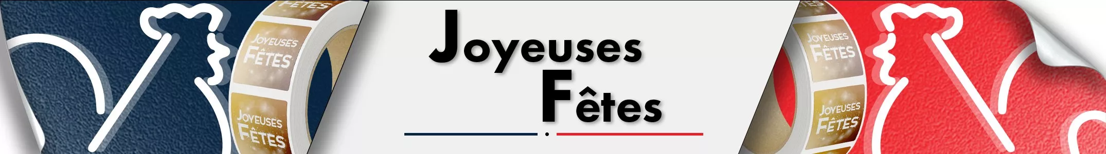 Rouleaux d'étiquettes joyeuses fêtes